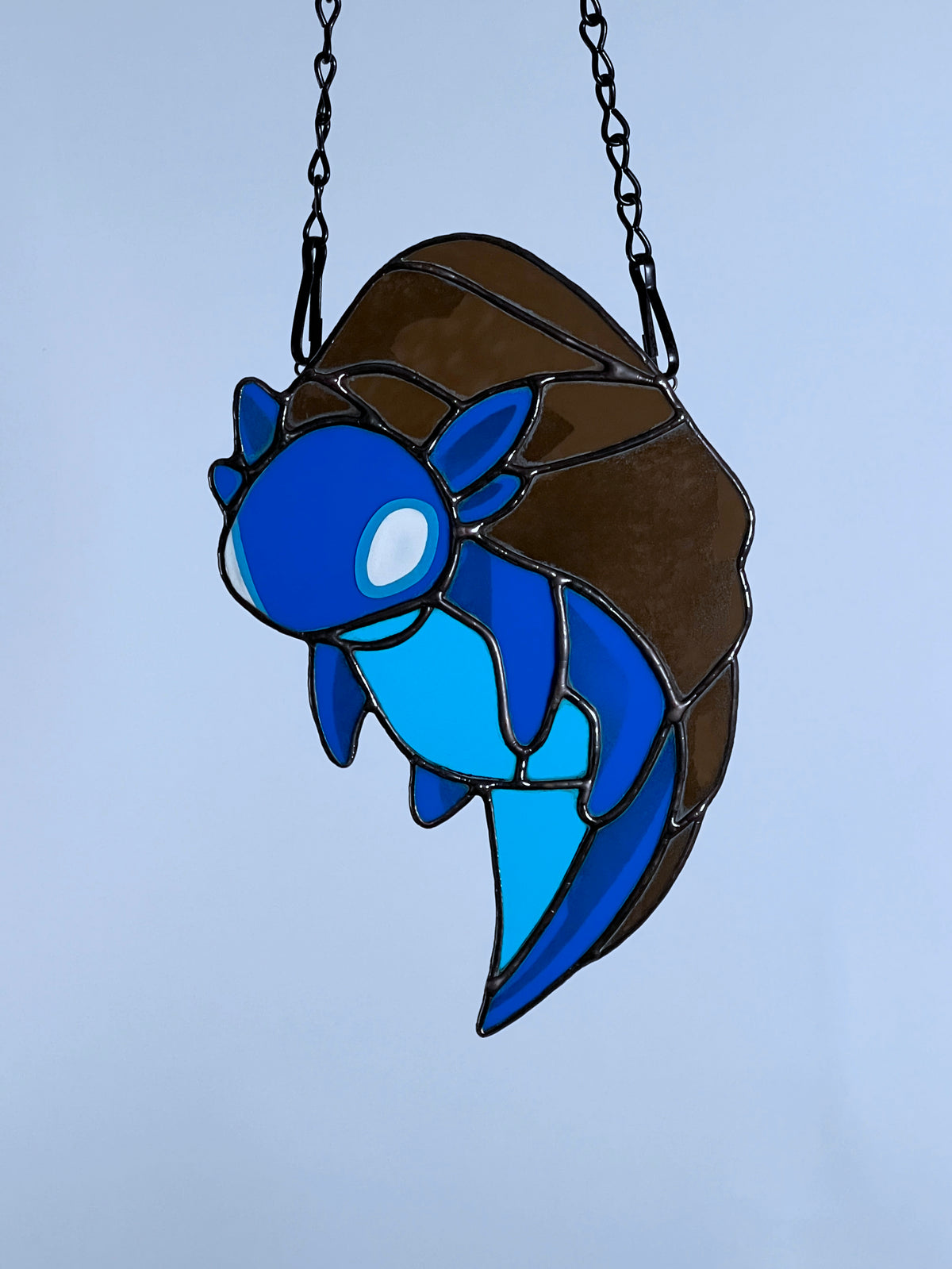 Blue Flying Armadillo Stained Glass